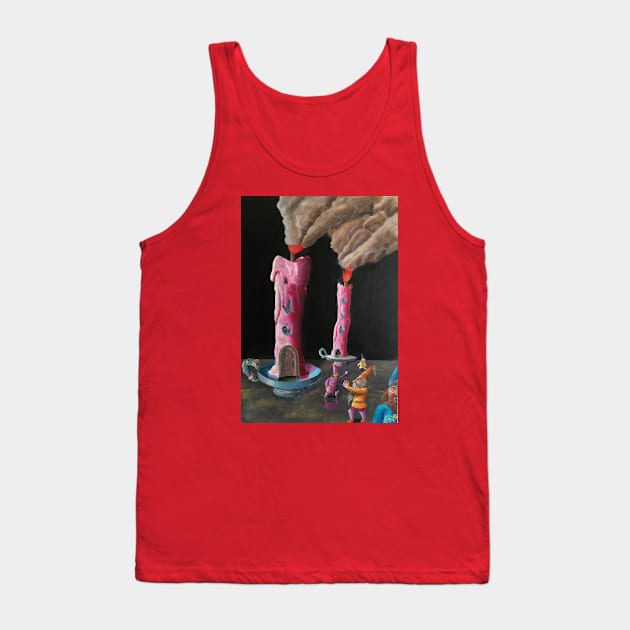 Gnomes Leaving Burning Candle Homes Tank Top by ManolitoAguirre1990